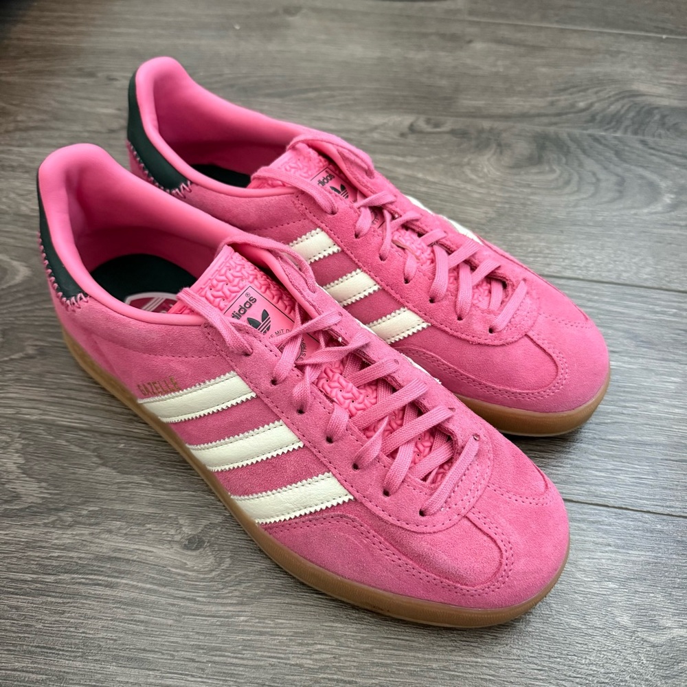 Adidas Women's Pink and White Sneakers
